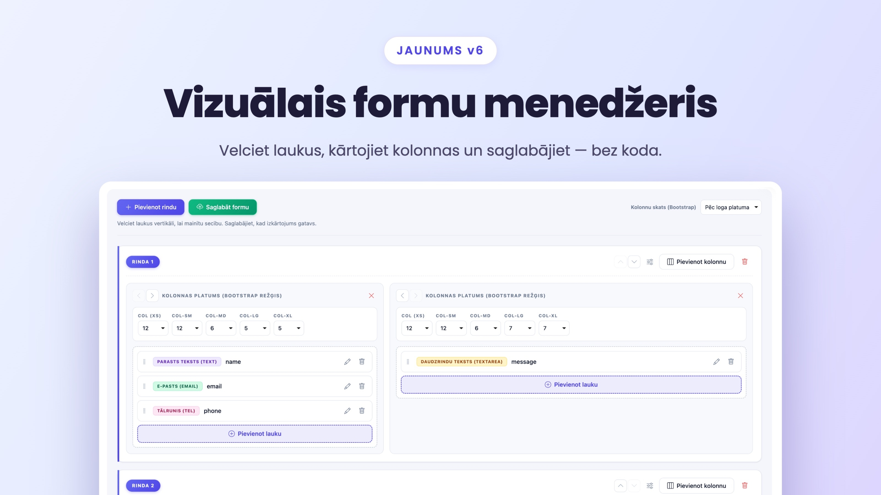 Formas izveide KPanel v6 formu pārvaldniekā
