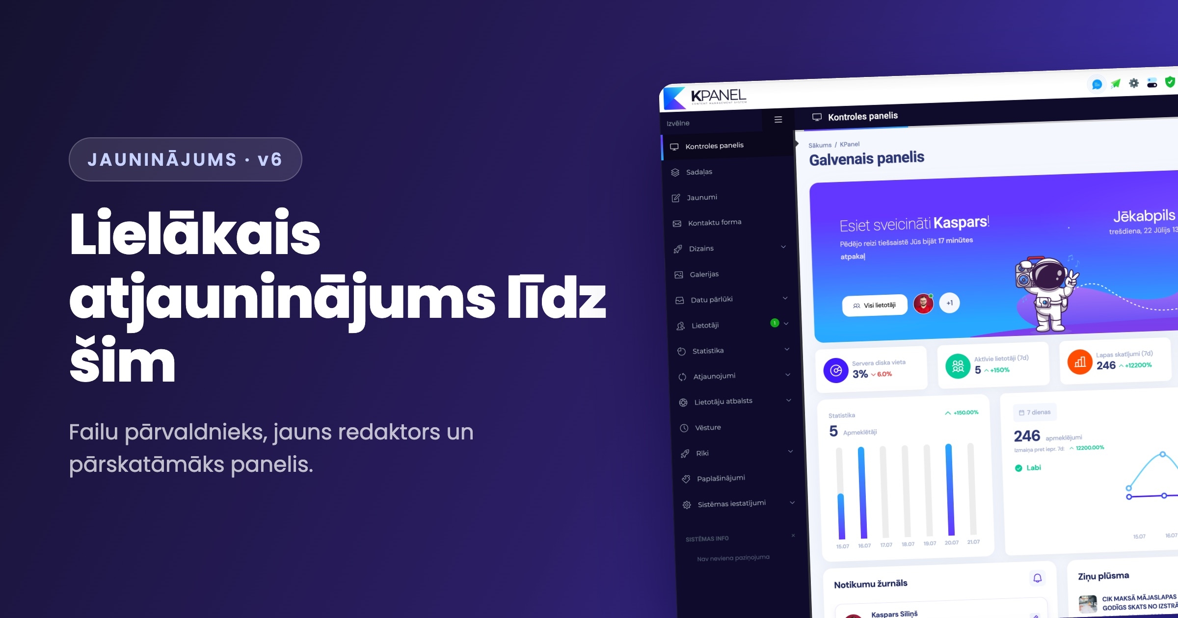 KPanel v6 administrācijas paneļa jaunā versija