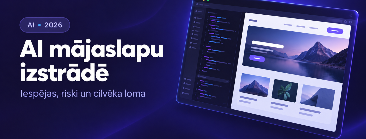 AI mājaslapu izstrādē 2026. gadā: iespējas, riski un cilvēka loma